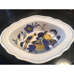 Copeland Spode S.3274 Blue Bird Pattern Fine Stone China 10 1/2 Oval Bowl Englan